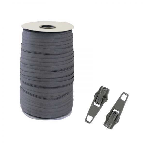 No 3 Continuous Zipping - Grey